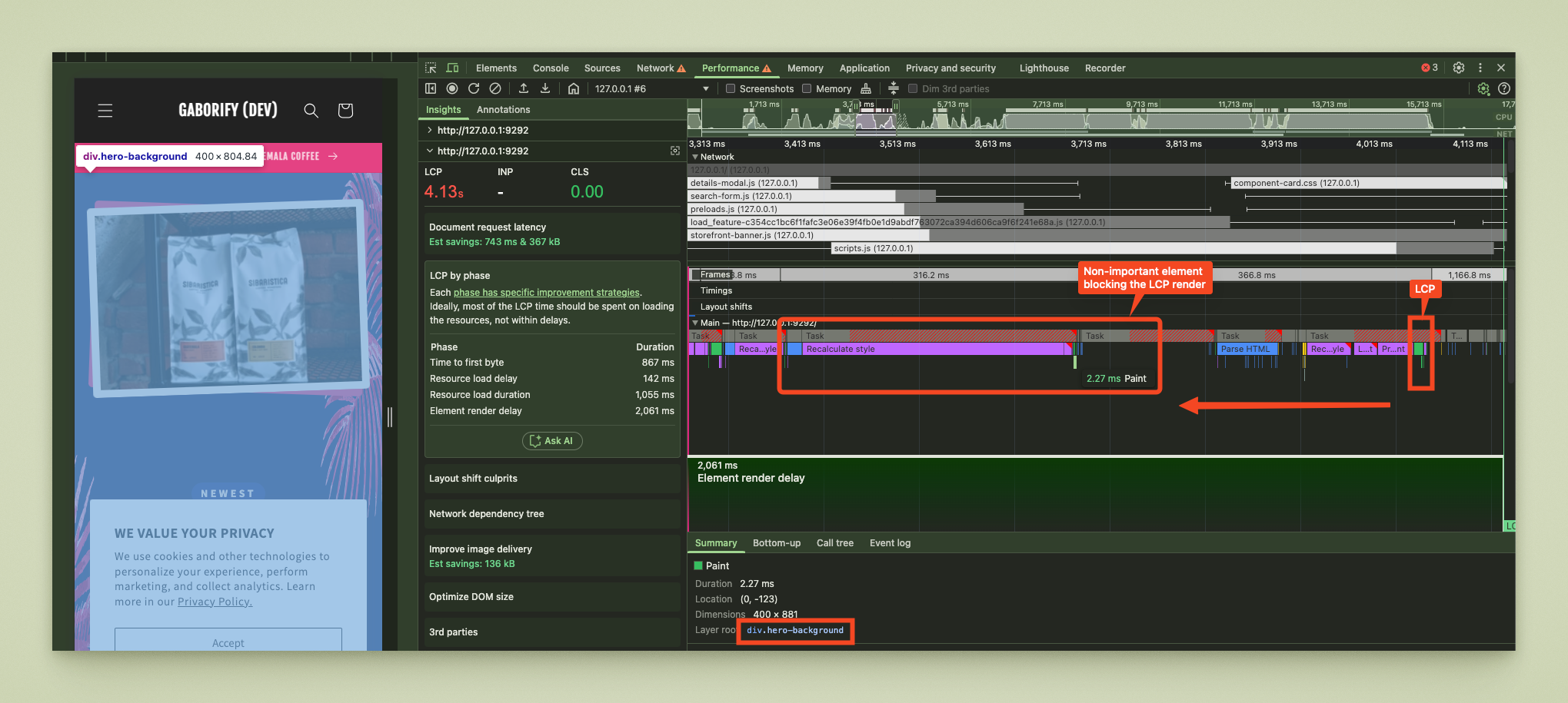 Non-critical resource load (hero-background) loads before my LCP resource