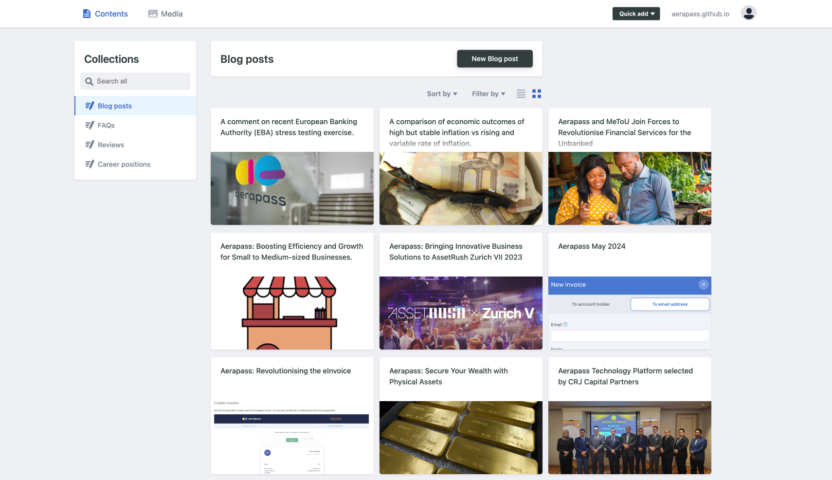 Screenshot of Decap CMS with blog posts