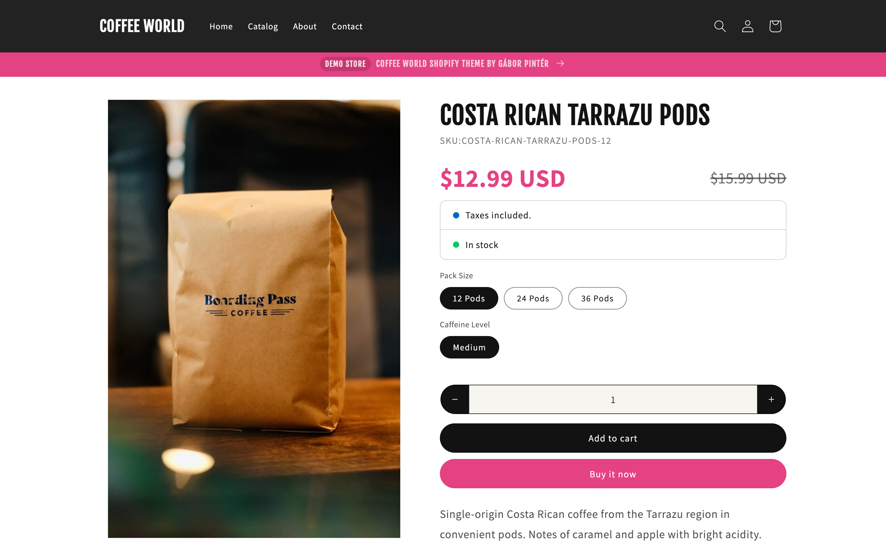 Showing a single coffee product in the chosen color scheme