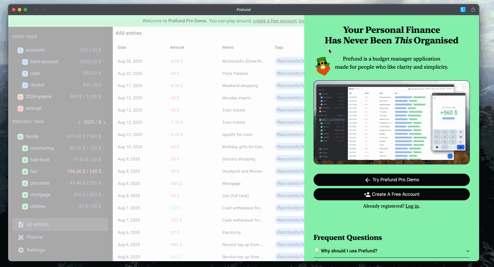 Animated GIF that introduces the usage of Prefund