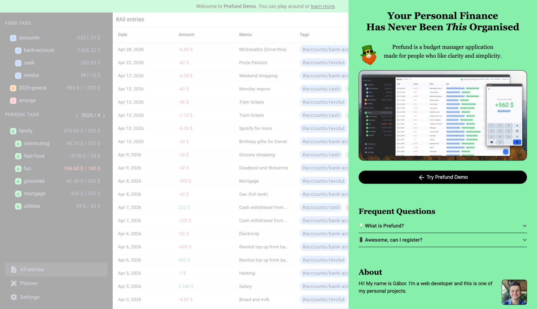 Desktop screenshot of the welcome ribbon that is opened on app load