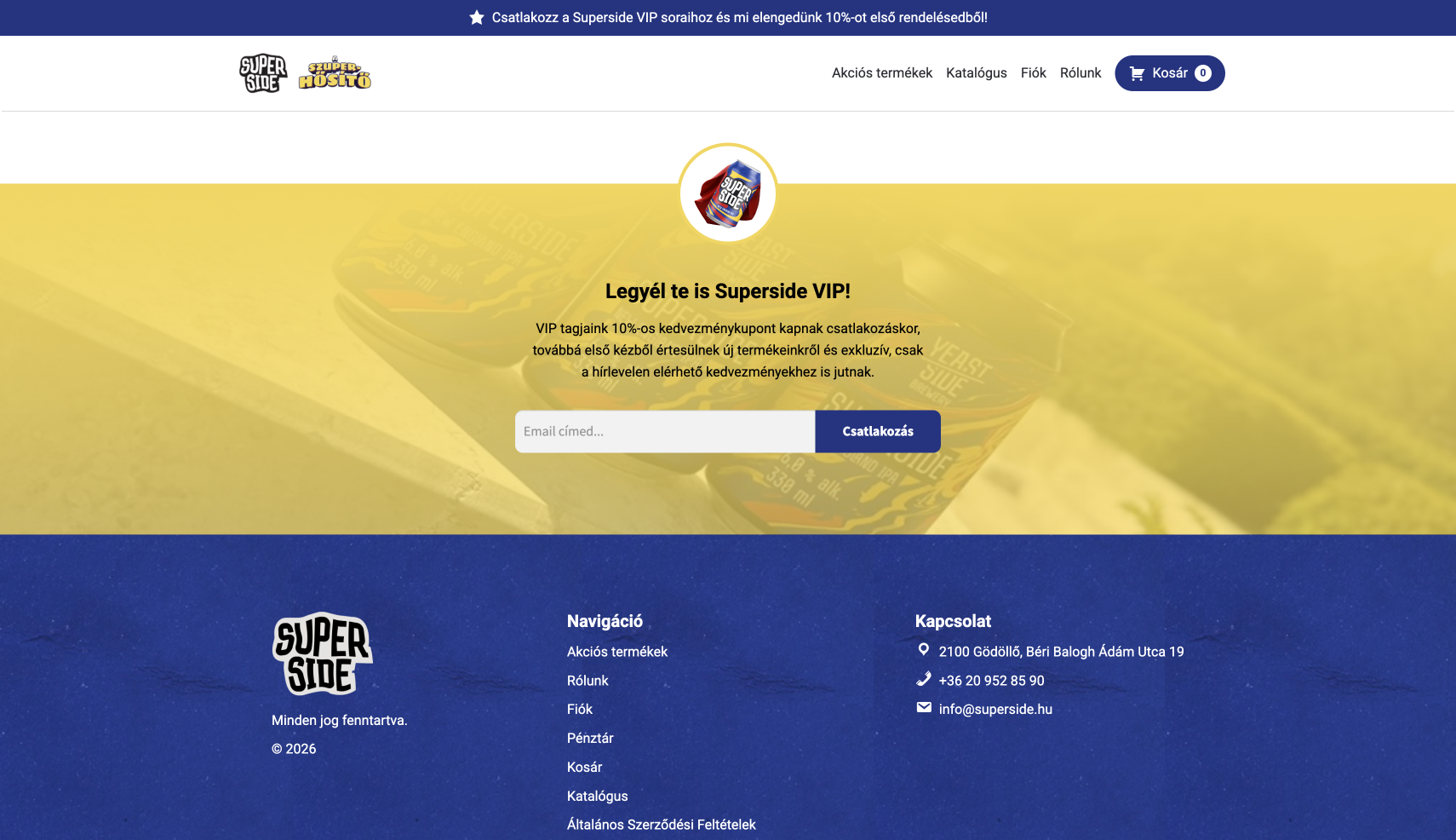Newsletter subscription section and page footer